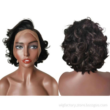 Wholesale lace line machine made 100% remy  wig, short cut cuticle aligned raw wigs